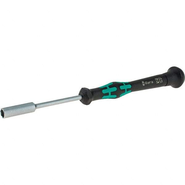 Wera - 5mm Solid Shaft Precision Nutdriver - Cushion Grip Handle, 6-1/4" OAL - Caliber Tooling