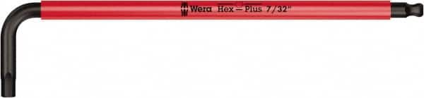 Wera - 7/32" Hex, Long Arm, Hex Key - 6-3/4" OAL, Cast Steel, Inch System of Measurement - Caliber Tooling