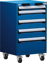 Rousseau Metal - 5 Drawer Steel Tool Roller Cabinet - 24" Wide x 39-1/8" High x 21" Deep, Ball Bearing Drawer Slides, Blue - Caliber Tooling