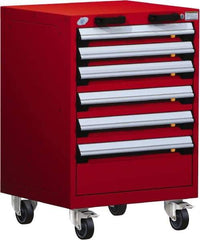 Rousseau Metal - 6 Drawer Steel Tool Roller Cabinet - 24" Wide x 35-1/8" High x 27" Deep, Ball Bearing Drawer Slides, Red - Caliber Tooling