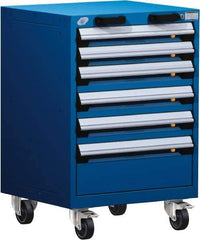 Rousseau Metal - 6 Drawer Steel Tool Roller Cabinet - 24" Wide x 35-1/8" High x 21" Deep, Ball Bearing Drawer Slides, Blue - Caliber Tooling