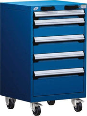 Rousseau Metal - 5 Drawer Steel Tool Roller Cabinet - 24" Wide x 39-1/8" High x 27" Deep, Ball Bearing Drawer Slides, Blue - Caliber Tooling