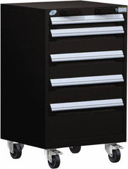 Rousseau Metal - 5 Drawer Steel Tool Roller Cabinet - 24" Wide x 39-1/8" High x 21" Deep, Ball Bearing Drawer Slides, Black - Caliber Tooling