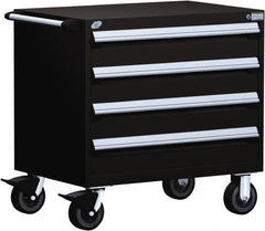 Rousseau Metal - 4 Drawer Steel Tool Roller Cabinet - 30" Wide x 35-1/8" High x 27" Deep, Ball Bearing Drawer Slides, Black - Caliber Tooling