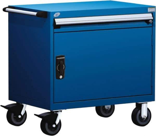 Rousseau Metal - 4 Drawer Steel Tool Roller Cabinet - 36" Wide x 35-1/8" High x 24" Deep, Ball Bearing Drawer Slides, Blue - Caliber Tooling