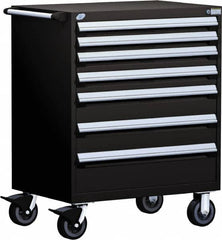 Rousseau Metal - 5 Drawer Steel Tool Roller Cabinet - 36" Wide x 45-1/2" High x 24" Deep, Ball Bearing Drawer Slides, Black - Caliber Tooling