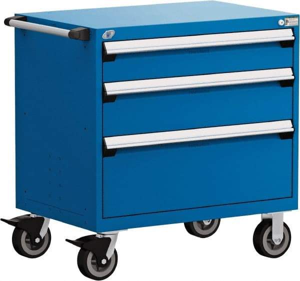 Rousseau Metal - 5 Drawer Steel Tool Roller Cabinet - 30" Wide x 37-1/2" High x 21" Deep, Ball Bearing Drawer Slides, Blue - Caliber Tooling