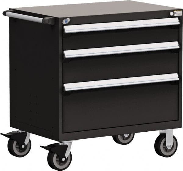 Rousseau Metal - 5 Drawer Steel Tool Roller Cabinet - 30" Wide x 37-1/2" High x 27" Deep, Ball Bearing Drawer Slides, Black - Caliber Tooling