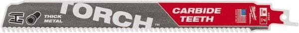 Milwaukee Tool - 9" Long x 1" Thick, Carbide Reciprocating Saw Blade - Straight Profile, 7 TPI, Toothed Edge, Universal Shank - Caliber Tooling