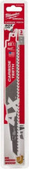 Milwaukee Tool - 9" Long x 1" Thick, Carbide Reciprocating Saw Blade - Tapered Profile, 6 TPI, Toothed Edge, Universal Shank - Caliber Tooling