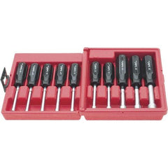 Xcelite - 10 Piece, 4 to 13mm Nut Driver Set - Solid Shaft, Plastic Handle - Caliber Tooling