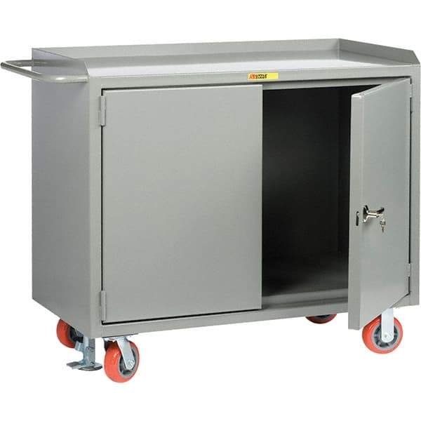 Little Giant - 3,600 Lb Capacity, 2 Door Mobile Service Bench - 41" Wide x 24" Deep x 43" High, Steel, Gray - Caliber Tooling