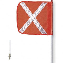 Marking Flags; Type: Non-Lighted Warning Whip; Message or Pattern: Reflective X; Color: White; Orange; Overall Height (Feet): 6.00; Overall Height (Inch): 9 in; Flag Height (Inch): 12; Flag Width (Inch): 11; Post Material: Nylon Mesh; Flag Material: Fiber