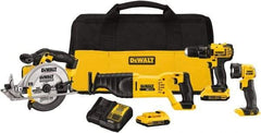 DeWALT - 20 Volt Cordless Tool Combination Kit - Includes 1/2" Drill/Driver, Reciprocating Saw, 6-1/2 Circular Saw & LED Worklight, Lithium-Ion Battery Included - Caliber Tooling