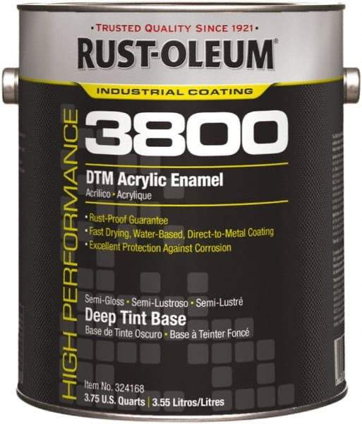 Rust-Oleum - 1 Gal Deep Tint Base Semi Gloss Finish Acrylic Enamel Paint - 150 to 270 Sq Ft per Gal, Interior/Exterior, Direct to Metal - Caliber Tooling