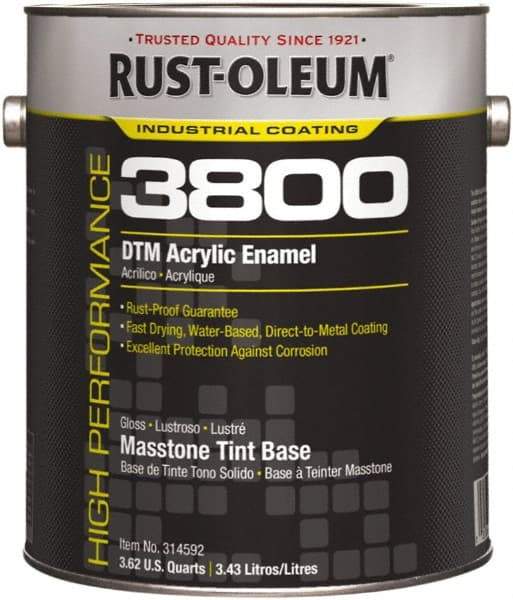 Rust-Oleum - 1 Gal Masstone Tint Base Gloss Finish Acrylic Enamel Paint - 150 to 270 Sq Ft per Gal, Interior/Exterior, Direct to Metal - Caliber Tooling