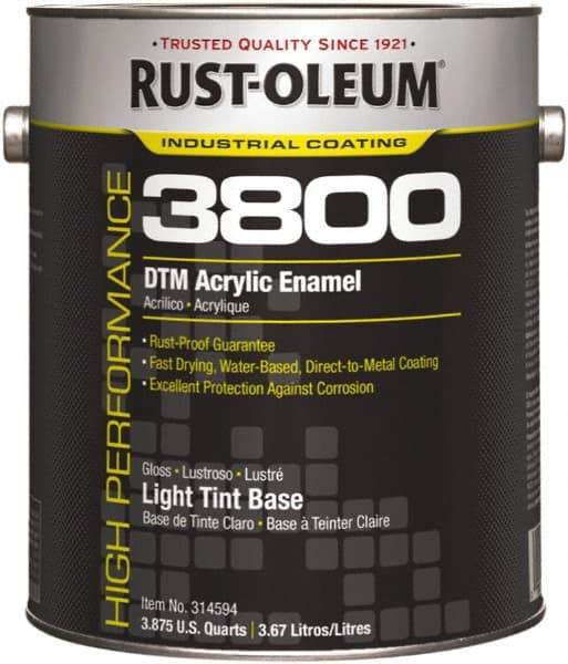 Rust-Oleum - 1 Gal Light Tint Base Gloss Finish Acrylic Enamel Paint - 150 to 270 Sq Ft per Gal, Interior/Exterior, Direct to Metal - Caliber Tooling