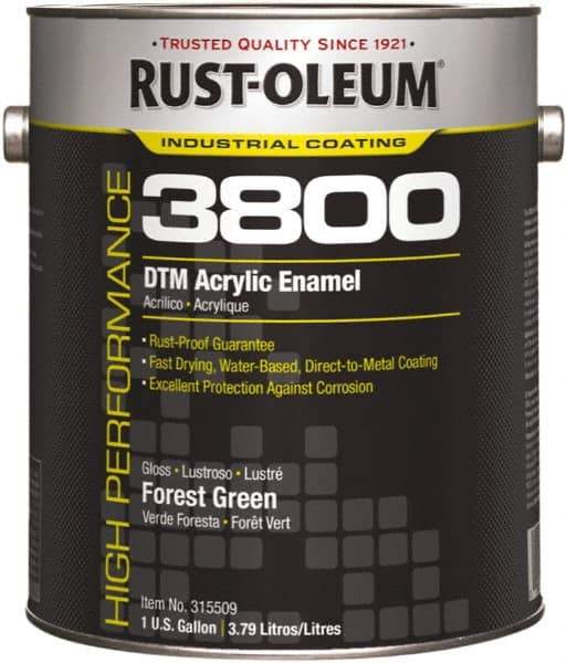 Rust-Oleum - 1 Gal Forest Green Gloss Finish Acrylic Enamel Paint - 150 to 270 Sq Ft per Gal, Interior/Exterior, Direct to Metal - Caliber Tooling