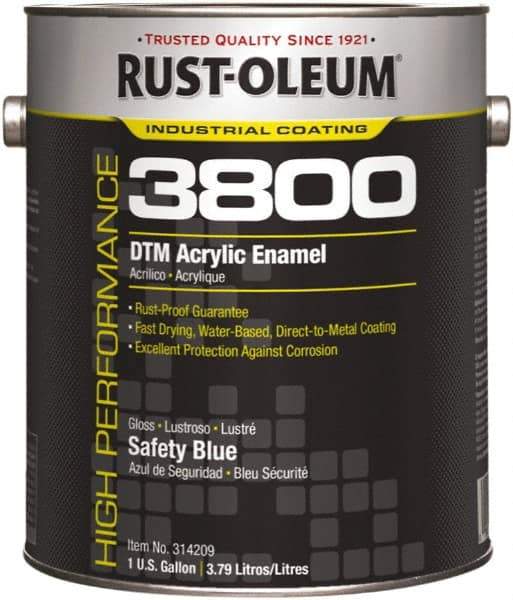 Rust-Oleum - 1 Gal Safety Blue Gloss Finish Acrylic Enamel Paint - 150 to 270 Sq Ft per Gal, Interior/Exterior, Direct to Metal - Caliber Tooling