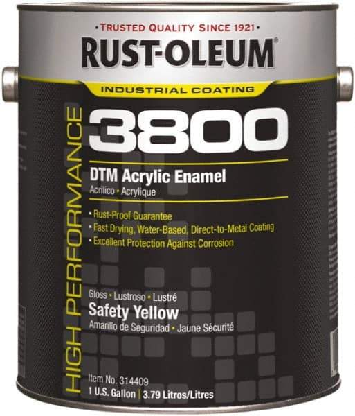 Rust-Oleum - 1 Gal Safety Yellow Gloss Finish Acrylic Enamel Paint - 150 to 270 Sq Ft per Gal, Interior/Exterior, Direct to Metal - Caliber Tooling