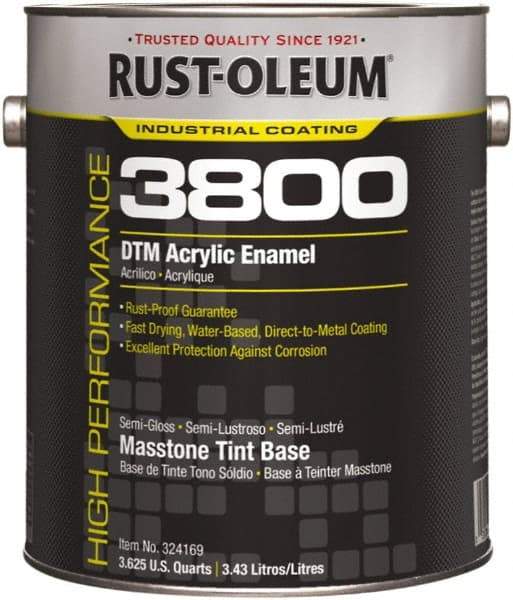 Rust-Oleum - 1 Gal Masstone Tint Base Semi Gloss Finish Acrylic Enamel Paint - 150 to 270 Sq Ft per Gal, Interior/Exterior, Direct to Metal - Caliber Tooling