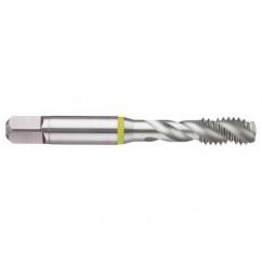 M18x2.5 6H 4-Flute Cobalt Yellow Ring Semi-Bottoming 40 degree Spiral Flute Tap-Bright - Caliber Tooling