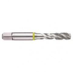 1-8 2B 4-Flute Cobalt Yellow Ring Semi-Bottoming 40 degree Spiral Flute Tap-Bright - Caliber Tooling