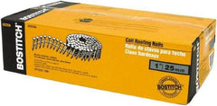 Stanley Bostitch - 13 Gauge 1" Long Roofing Nails for Power Nailers - Steel, Galvanized Finish, Smooth Shank, Coil Wire Collation, Round Head, Diamond Point - Caliber Tooling