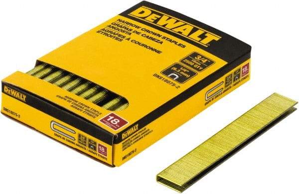 DeWALT - 5/8" Long x 1/4" Wide, 18 Gauge Crowned Construction Staple - Steel, Copper Finish, Chisel Point - Caliber Tooling