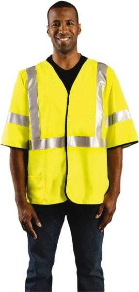 OccuNomix - Size M Flame Resistant/Retardant Yellow Solid General Purpose Vest - 36 to 38" Chest, ANSI 107-2015, ASTM F1506, ATPV=7.1 cal/Sq cm, NFPA 70E/HRC=1, Hook & Loop Closure, 1 Pocket, Polyester Blend - Caliber Tooling