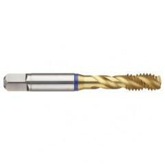 M12x1.75 6H 3-Flute PM Cobalt Blue Ring Semi-Bottoming 40 degree Spiral Flute Tap-TiN - Caliber Tooling