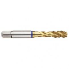 M10x1.5 6H 3-Flute PM Cobalt Blue Ring Semi-Bottoming 40 degree Spiral Flute Tap-TiN - Caliber Tooling