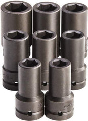 Proto - 8 Piece 1" Drive Full Polish Finish Deep Well Impact Socket Set - 6 Points, 7/8" to 1-1/2" Range, Inch Measurement Standard - Caliber Tooling