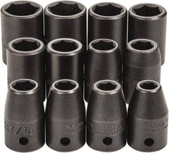 Proto - 12 Piece 1/2" Drive Full Polish Finish Impact Socket Set - 6 Points, 3/4" to 3/4" (8mm to 19mm) Range, Inch/Metric Measurement Standard - Caliber Tooling