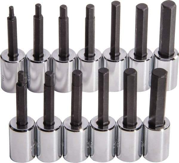 Proto - 13 Piece 3/8" Drive Standard Socket Set - 6 & 12 Points, 3/8 to 3/8", 4 to 10mm, Inch/Metric Measurement Standard - Caliber Tooling