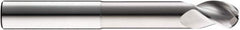 SGS - 1" Diam, 1-1/4" LOC, 3 Flute Solid Carbide Ball End Mill - Uncoated, Single End, 5" OAL, 1" Shank Diam, Spiral Flute - Caliber Tooling