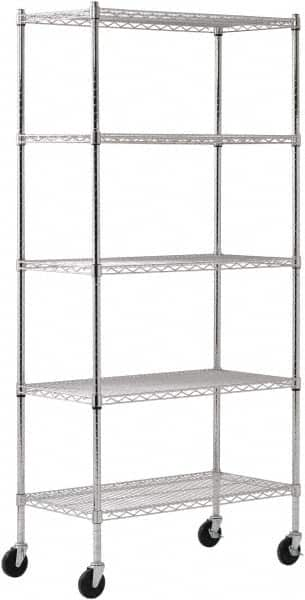 Sandusky Lee - 5 Shelf Wire Shelving Unit - 36" Wide x 18" Deep x 72" High, - Caliber Tooling