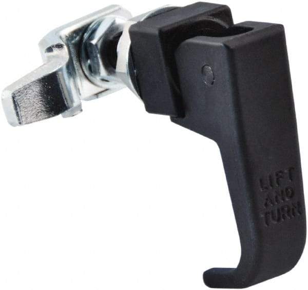 Made in USA - 2-1/4" Long x 3/4" Wide x 2.78" High, Lift & Turn Compression Latch - Zinc Plated Steel, with Black Powder Coat Finish - Caliber Tooling