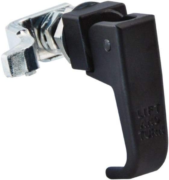 Made in USA - 2-1/4" Long x 3/4" Wide x 2.78" High, Lift & Turn Compression Latch - Zinc Plated Steel, with Black Powder Coat Finish - Caliber Tooling