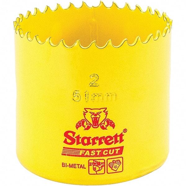 Starrett - 2" Diam, 1-5/8" Cutting Depth, Hole Saw - High Speed Steel Saw, Toothed Edge - Caliber Tooling