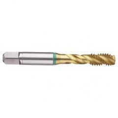 M10x1.5 6H 3-Flute Cobalt Green Ring Semi-Bottoming 40 degree Spiral Flute Tap-TiN - Caliber Tooling