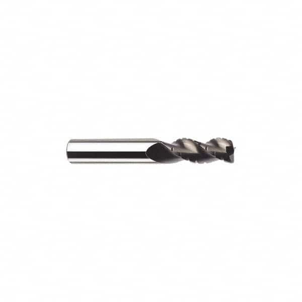 SGS - 3/4" Diam, Coarse Pitch, 1" LOC, 3 Flute Solid Carbide 0.03" Corner Radius Roughing End Mill - TiB2 Finish, 6" OAL, 3/4" Shank Diam, Single End, Extended Reach, Centercutting, 38° Helix - Caliber Tooling