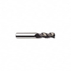 SGS - 3/4" Diam, Coarse Pitch, 1" LOC, 3 Flute Solid Carbide 0.03" Corner Radius Roughing End Mill - TiB2 Finish, 6" OAL, 3/4" Shank Diam, Single End, Extended Reach, Centercutting, 38° Helix - Caliber Tooling