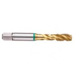 2-56 2B 3-Flute Cobalt Green Ring Semi-Bottoming 40 degree Spiral Flute Tap-TiN - Caliber Tooling