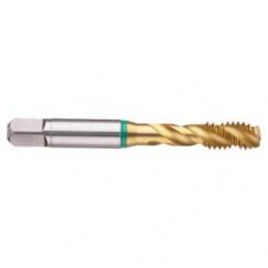 4-40 2B 3-Flute Cobalt Green Ring Semi-Bottoming 40 degree Spiral Flute Tap-TiN - Caliber Tooling