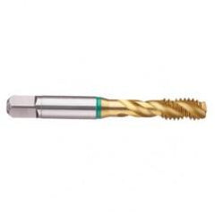 2-64 2B 3-Flute Cobalt Green Ring Semi-Bottoming 40 degree Spiral Flute Tap-TiN - Caliber Tooling