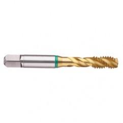 1-12 2B 4-Flute Cobalt Green Ring Semi-Bottoming 40 degree Spiral Flute Tap-TiN - Caliber Tooling