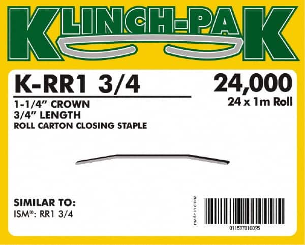 Klinch-Pak - 3/4" Long x 1-1/4" Wide, 0 Gauge Wide Crown Construction Staple - Steel, Copper Finish, Chisel Point - Caliber Tooling