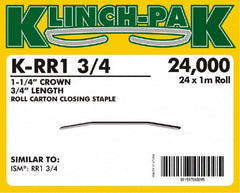 Klinch-Pak - 3/4" Long x 1-1/4" Wide, 0 Gauge Wide Crown Construction Staple - Steel, Copper Finish, Chisel Point - Caliber Tooling