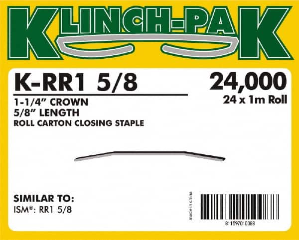 Klinch-Pak - 5/8" Long x 1-1/4" Wide, 0 Gauge Wide Crown Construction Staple - Steel, Copper Finish, Chisel Point - Caliber Tooling